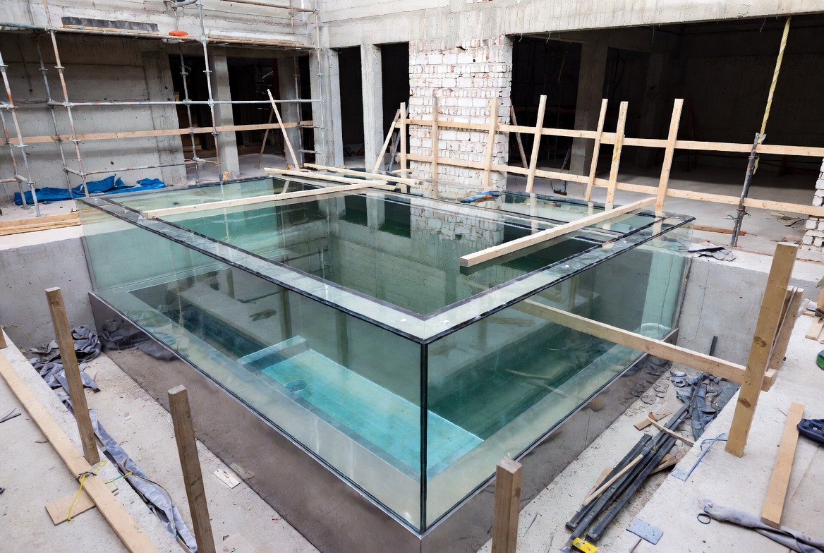 ملاحظات فنی و ایمنی در ساخت استخر شیشه‌ای